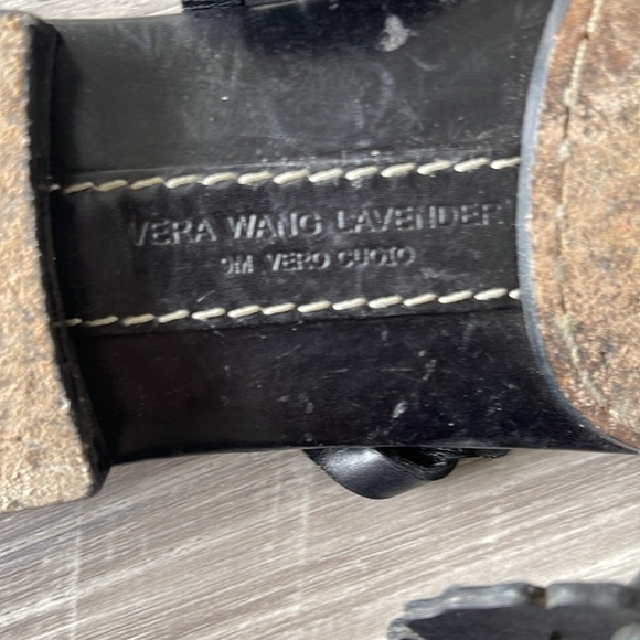 Vera Wang Lavender Label Laser Cut Black Leather Sandals Size 9M - Picture 4 of 5